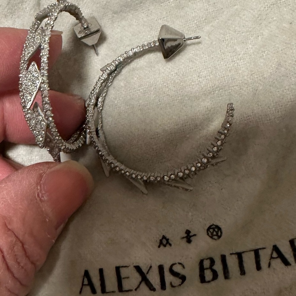 Alexis Bittar Crystal Lattice Spike Hoop Earrings